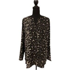 Loft Outlet Womens Animal Print Top Long Sleeves Lightweight Blouse Size Medium